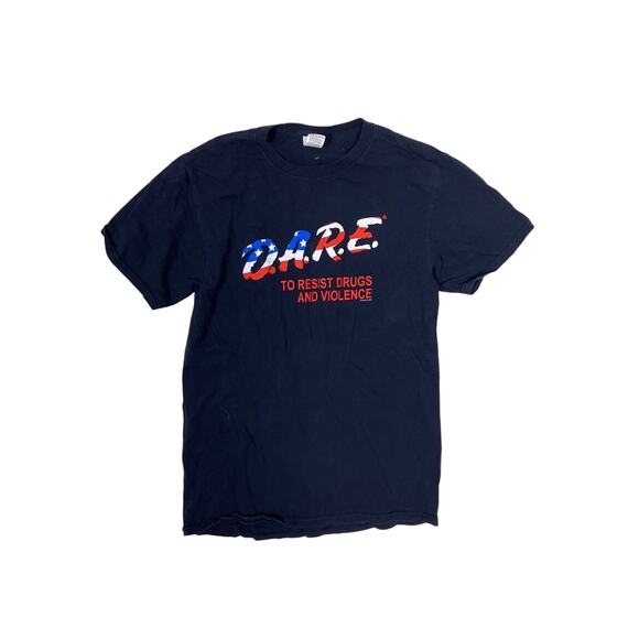 Vintage DARE Shirt Mens Small American Flag Resist Drugs Violence 90s Tee Rare - Picture 1 of 5